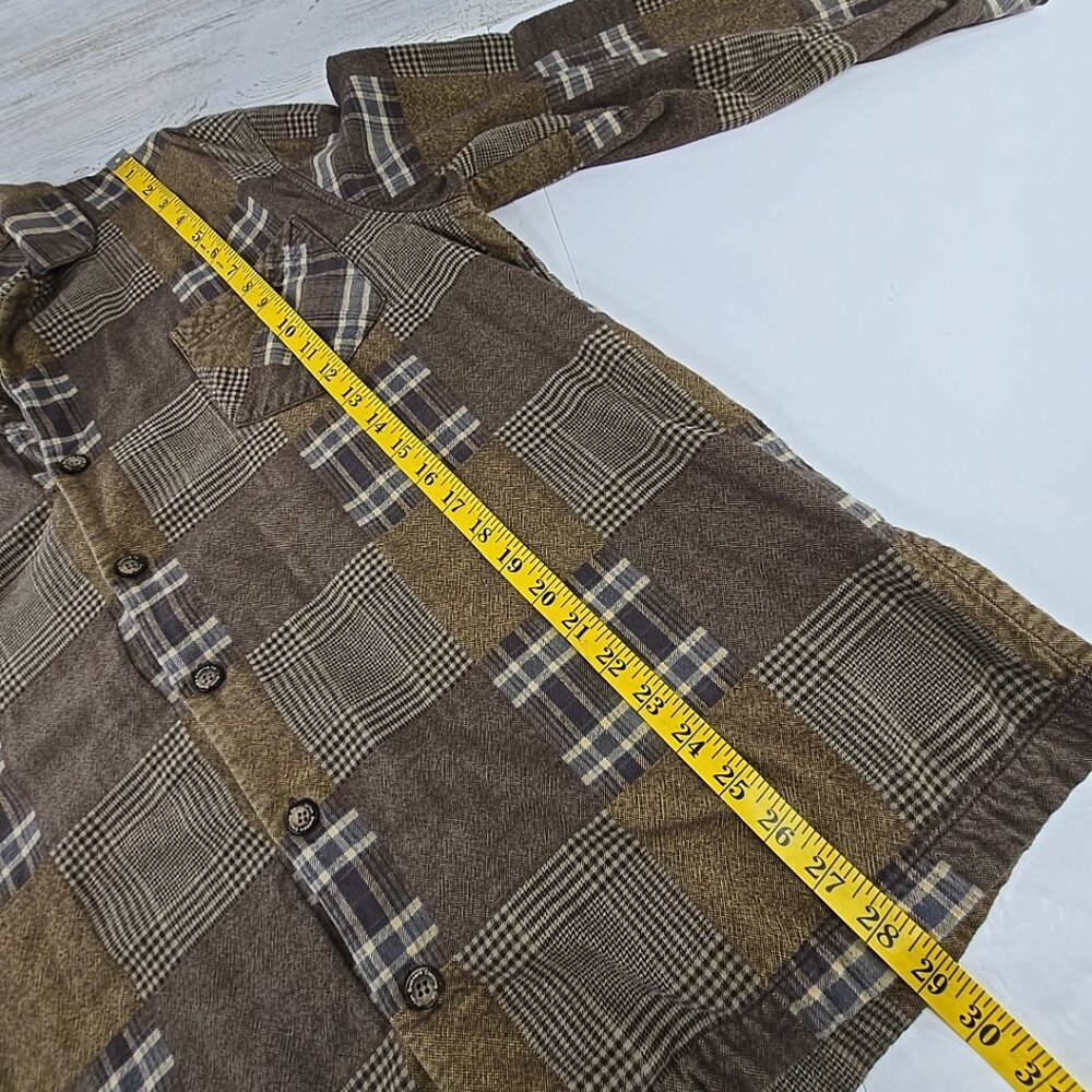ORTON BROTHERS PATCHWORK BROWN FLANNEL SHIRT MEN'S SIZE LARGE - Picture 16 of 16